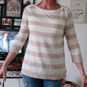 Tommy Hilfiger top knit white beige 3/4 sleeve